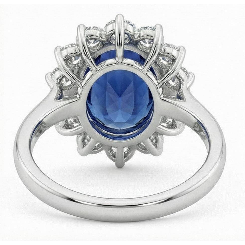 Beautiful Oval Sapphire Halo Engagement Ring