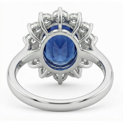 Beautiful Oval Sapphire Halo Engagement Ring