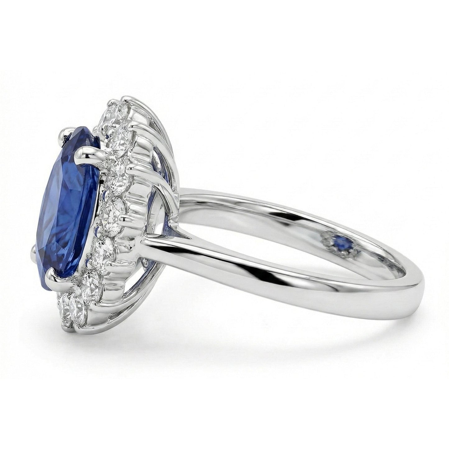 Beautiful Oval Sapphire Halo Engagement Ring