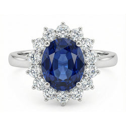 Beautiful Oval Sapphire Halo Engagement Ring