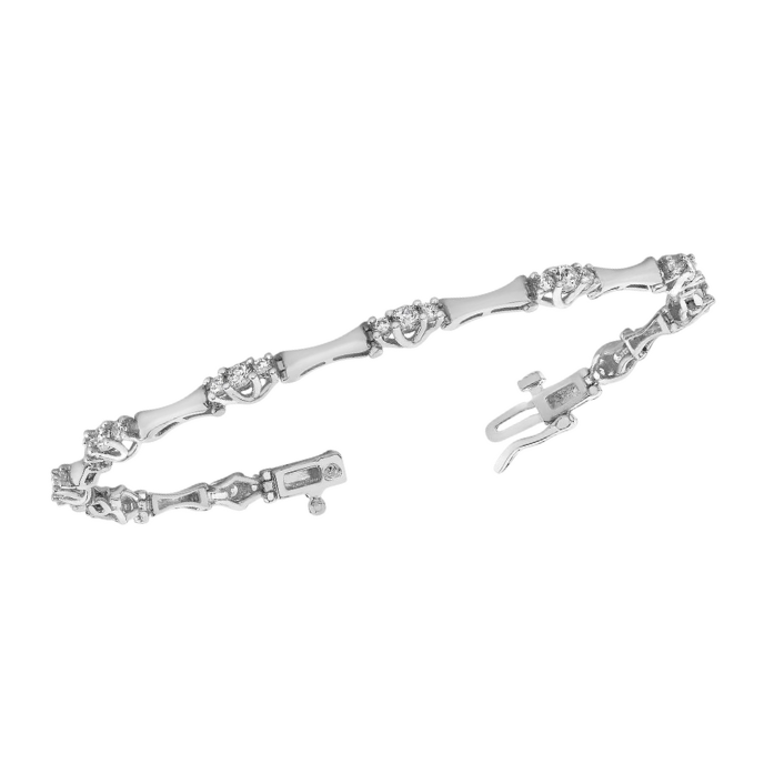 Beautiful Bezel Set Round Lab Grown Diamond Lady Bracelet White Gold 5.40 Ct