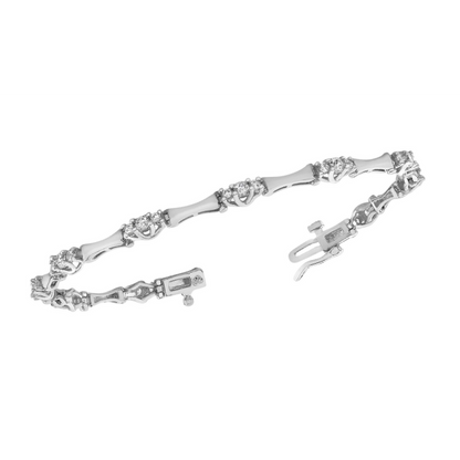 Beautiful Bezel Set Round Lab Grown Diamond Lady Bracelet White Gold 5.40 Ct