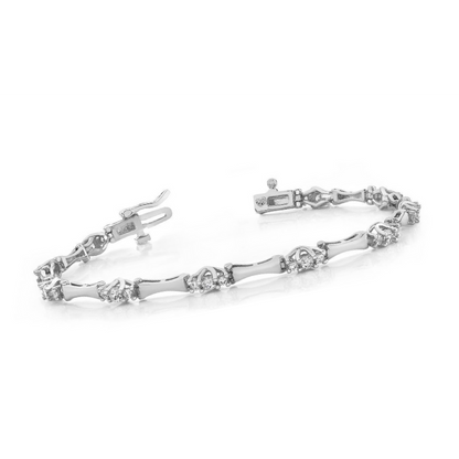 Beautiful Bezel Set Round Lab Grown Diamond Lady Bracelet White Gold 5.40 Ct