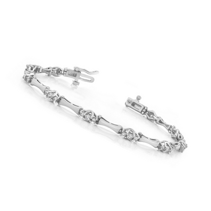 Beautiful Bezel Set Round Lab Grown Diamond Lady Bracelet White Gold 5.40 Ct