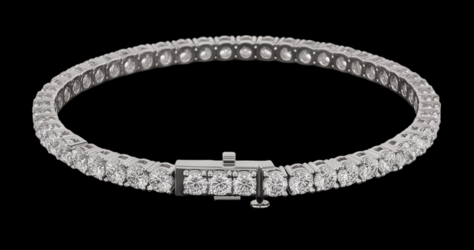 Beautiful Lab Grown Tennis Bracelet 5 Carat White Gold 14K