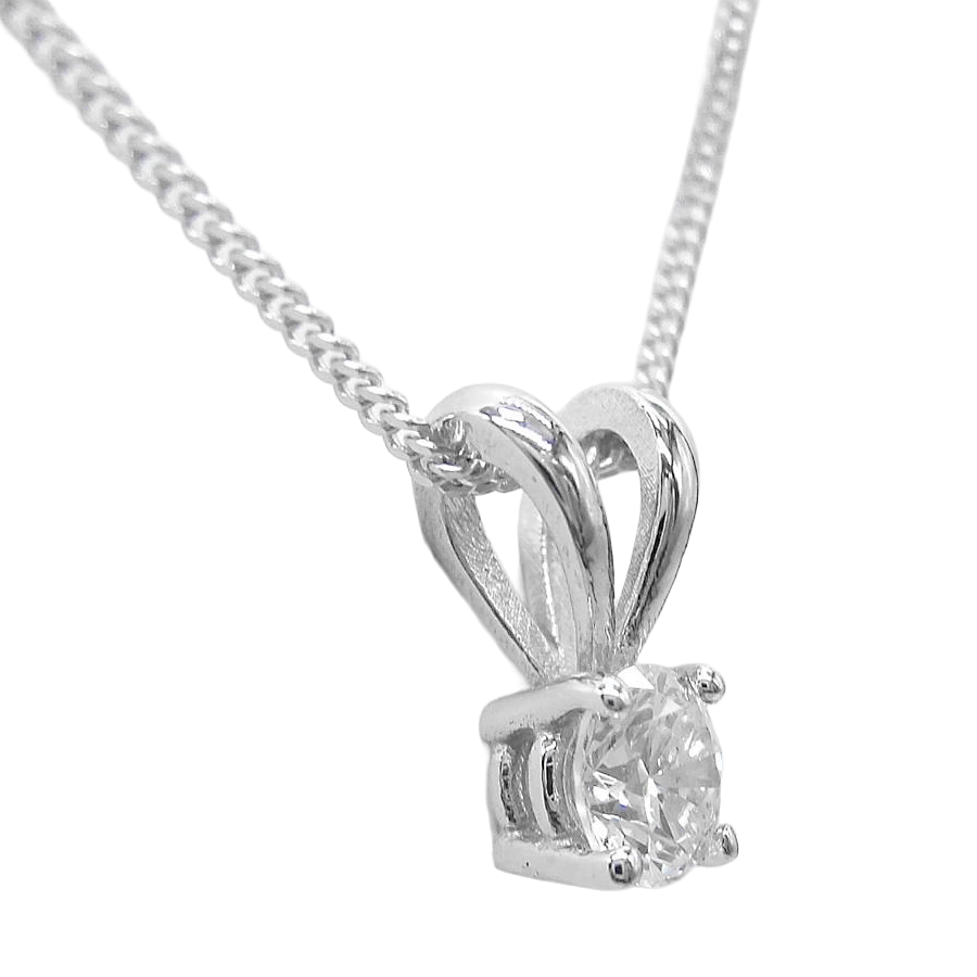 Beautiful  Round Natural Diamond Necklace Pendant 1 Carat White Gold Jewelry