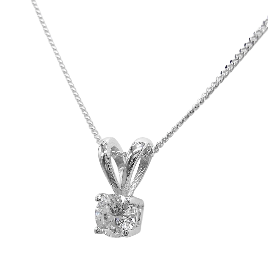 Beautiful Round Natural Diamond Necklace Pendant 1 Carat White Gold Jewelry