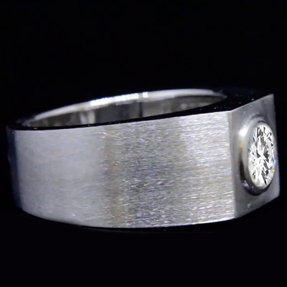 Bezel Set Diamond Mens Ring Thick Band