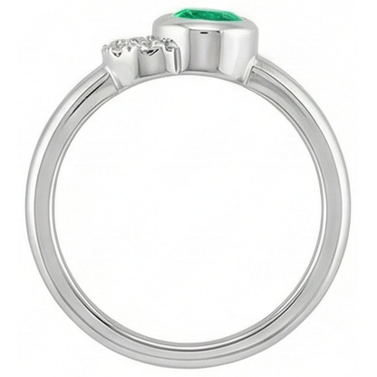Natural Real ( Not Lab Grown ) Bezel Set Green Emerald GIA Diamond Ring