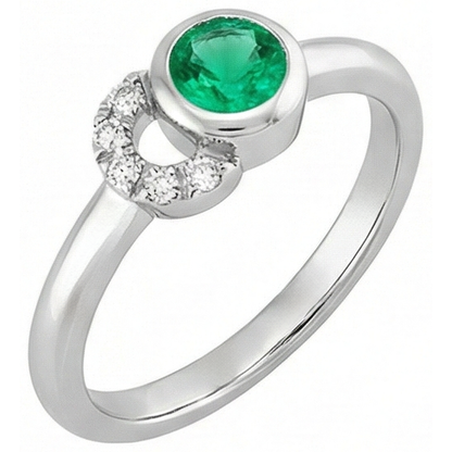 Natural Real ( Not Lab Grown ) Bezel Set Green Emerald GIA Diamond Ring