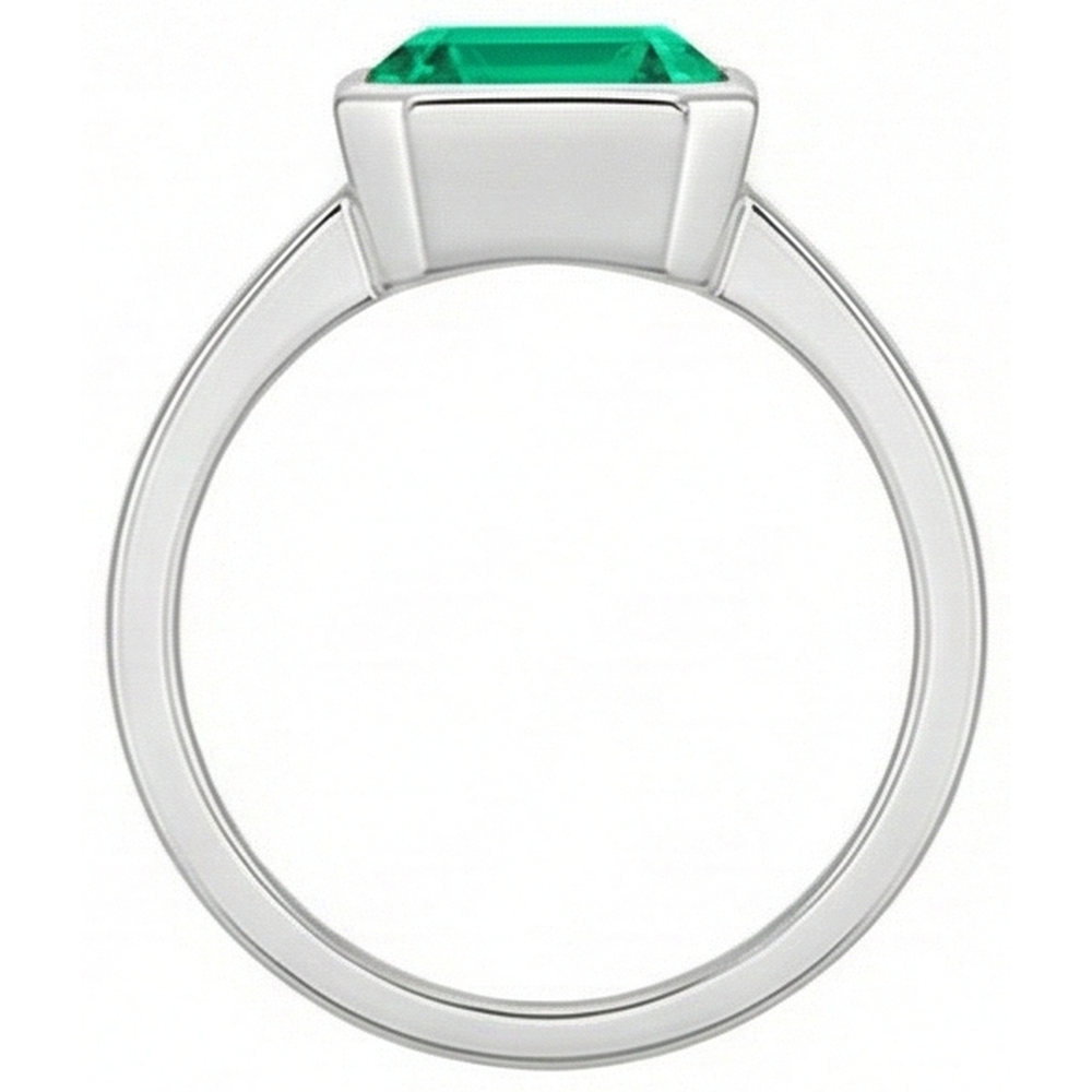 Natural Real ( Not Lab Grown ) Bezel Set Green Emerald GIA Solitaire Ring 14K Gold Jewelry