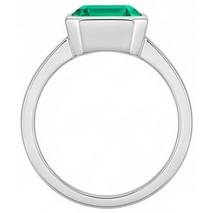 Natural Real ( Not Lab Grown ) Bezel Set Green Emerald GIA Solitaire Ring 14K Gold Jewelry