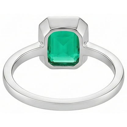 Natural Real ( Not Lab Grown ) Bezel Set Green Emerald GIA Solitaire Ring 14K Gold Jewelry