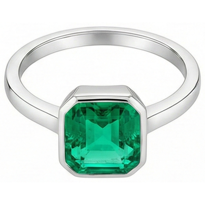 Natural Real ( Not Lab Grown ) Bezel Set Green Emerald GIA Solitaire Ring 14K Gold Jewelry