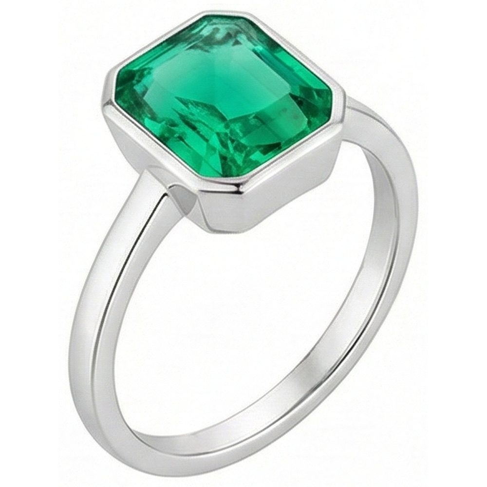 Natural Real ( Not Lab Grown ) Bezel Set Green Emerald GIA Solitaire Ring 14K Gold Jewelry