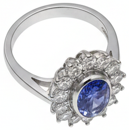 Bezel Set Tanzanite Oval Natural Earth Mined Diamond 3.30 Carats Ring White Gold