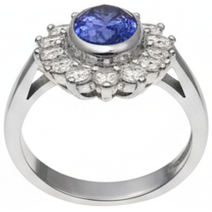 Bezel Set Tanzanite Oval Natural Earth Mined Diamond 3.30 Carats Ring White Gold