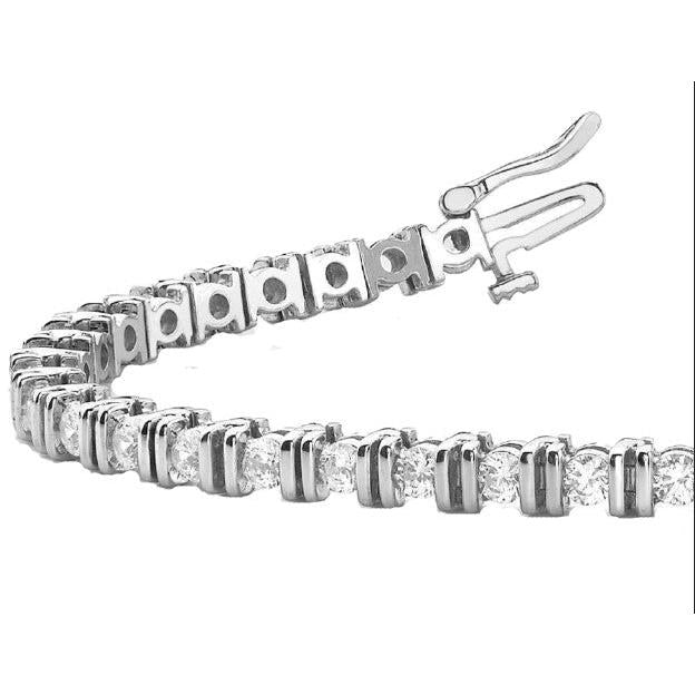 Bezel Set 4 Carats Round Brilliant Cut Lab Grown Diamonds Bracelet WG 10K