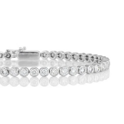 Bezel Set 5.40 Carats Round Cut Lab Grown Diamond Bracelet White Gold 10K