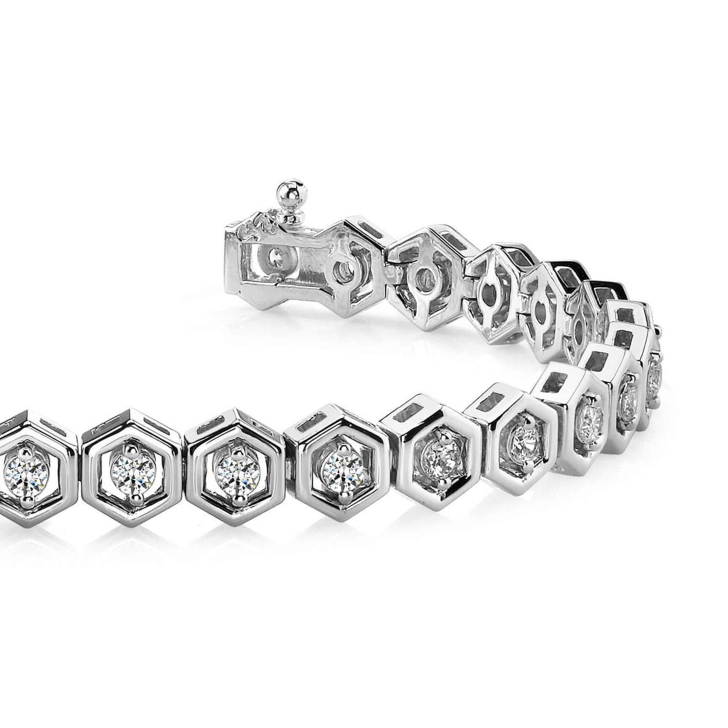 Bezel Set 5.80 Carats Lab Grown Diamond Tennis Bracelet White Gold