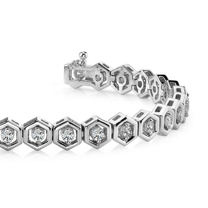 Bezel Set 5.80 Carats Lab Grown Diamond Tennis Bracelet White Gold