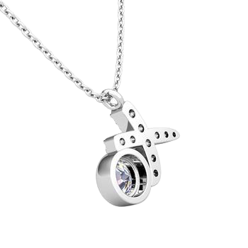 Bezel Set Round 1.60 Carats Lab Grown Diamond Pedant Necklace White Gold 14K