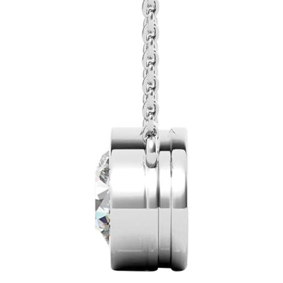 Bezel Set Round Natural Diamond Pendant Women Gold Jewelry 2 Carats