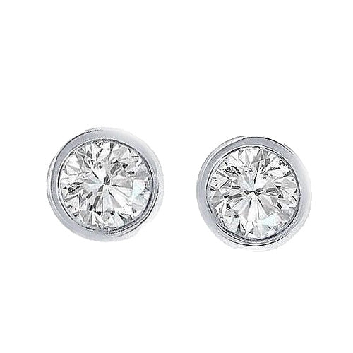 Bezel Set Solitaire 2 Carats GIA CERTIFIED Lab Grown Diamond Stud Earrings Women Jewelry