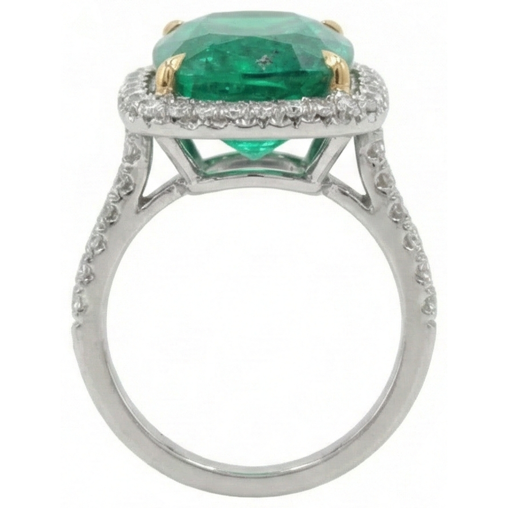 Big 16.25 Carats Green Emerald & Natural Earth Mined Diamond Wedding Ring Gold 14K