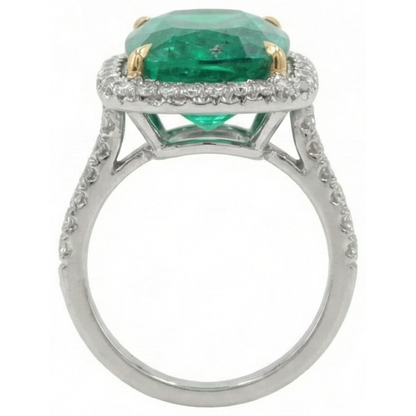 Big 16.25 Carats Green Emerald & Natural Earth Mined Diamond Wedding Ring Gold 14K