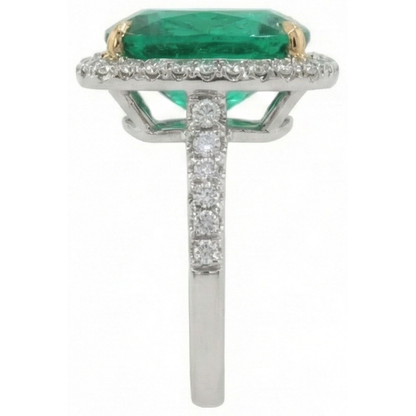 Big 16.25 Carats Green Emerald & Natural Earth Mined Diamond Wedding Ring Gold 14K