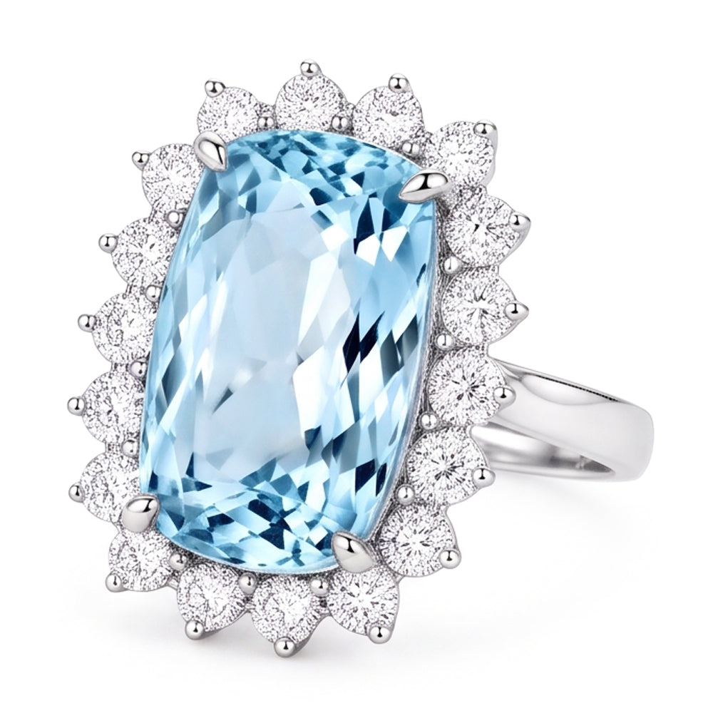 Big Aquamarine Statement Cocktail Ring