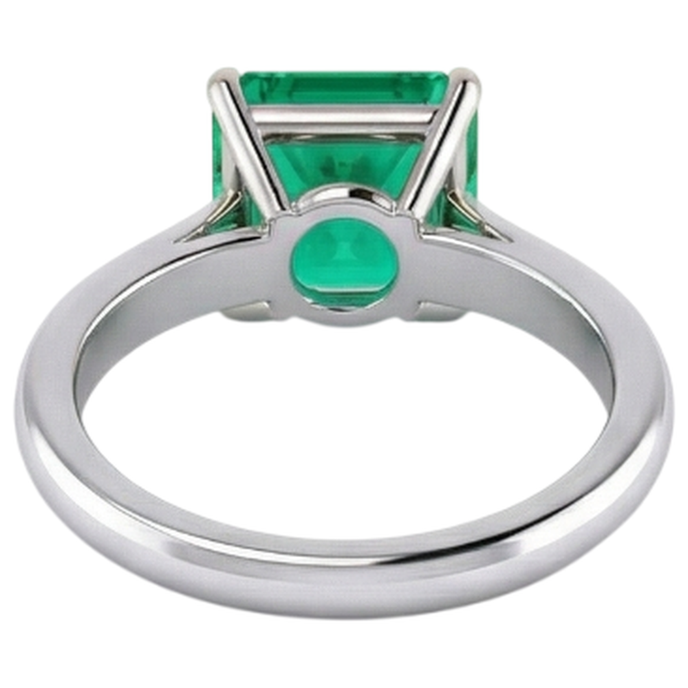 Natural Real ( Not Lab Grown ) Big Asscher Green Emerald GIA Ring