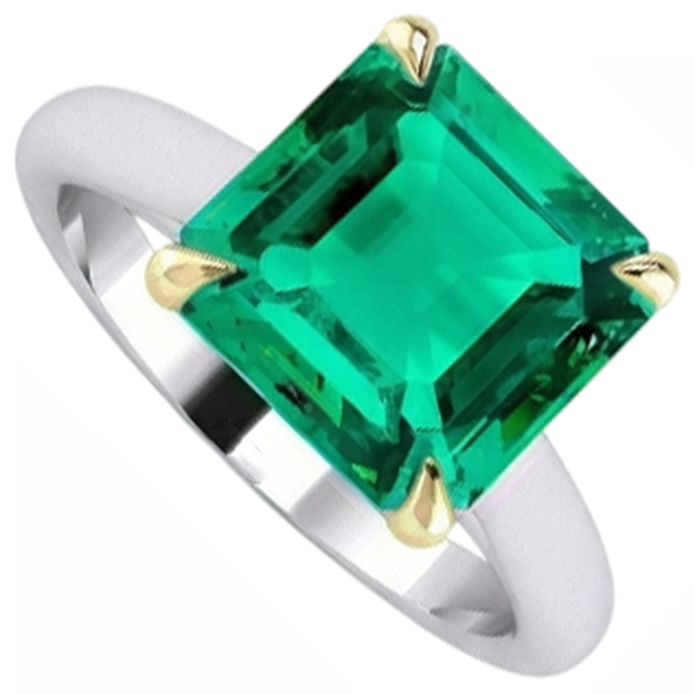 Natural Real ( Not Lab Grown ) Big Asscher Green Emerald GIA Ring