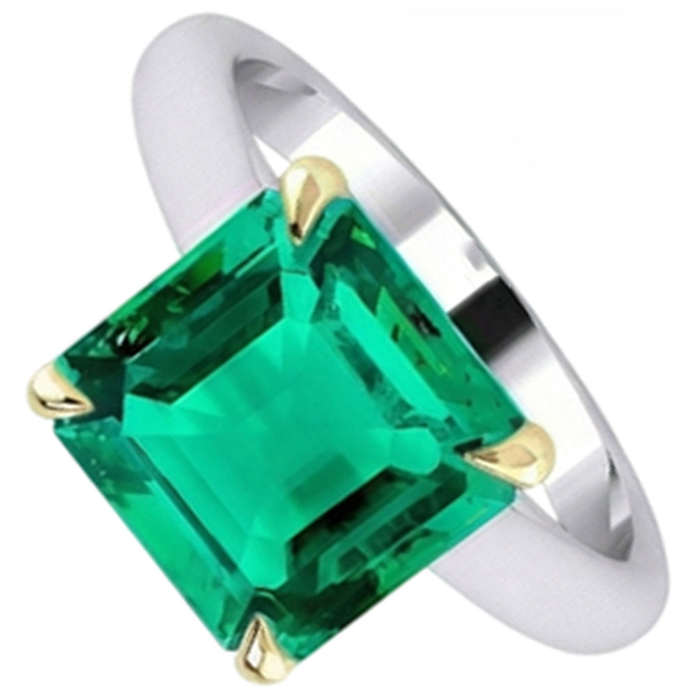 Natural Real ( Not Lab Grown ) Big Asscher Green Emerald GIA Ring