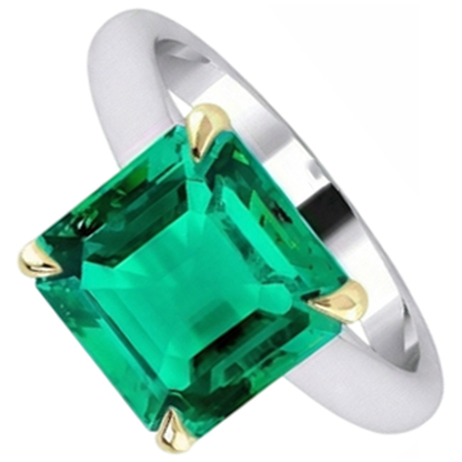 Natural Real ( Not Lab Grown ) Big Asscher Green Emerald GIA Ring