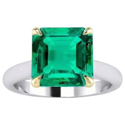 Natural Real ( Not Lab Grown ) Big Asscher Green Emerald GIA Ring