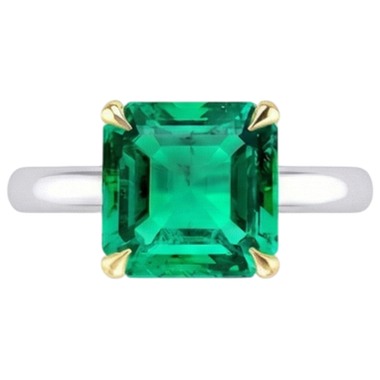 Natural Real ( Not Lab Grown ) Big Asscher Green Emerald GIA Ring