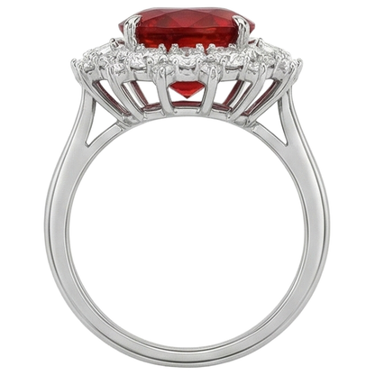 Big Cushion Cut Red Ruby IGI CERTIFIED With Diamond Ring White Gold 14K 7.25 Ct