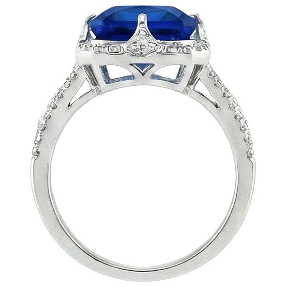 IGI CERTIFIED Big Cushion Sapphire Engagement Ring