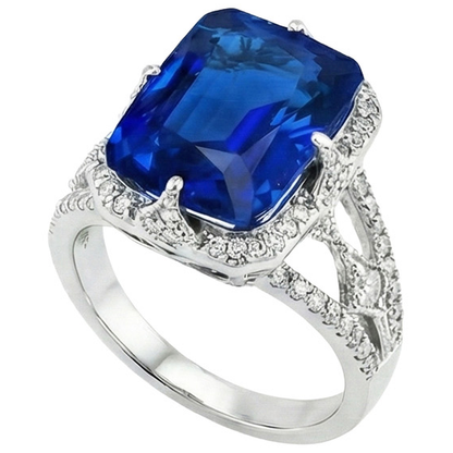IGI CERTIFIED Big Cushion Sapphire Engagement Ring