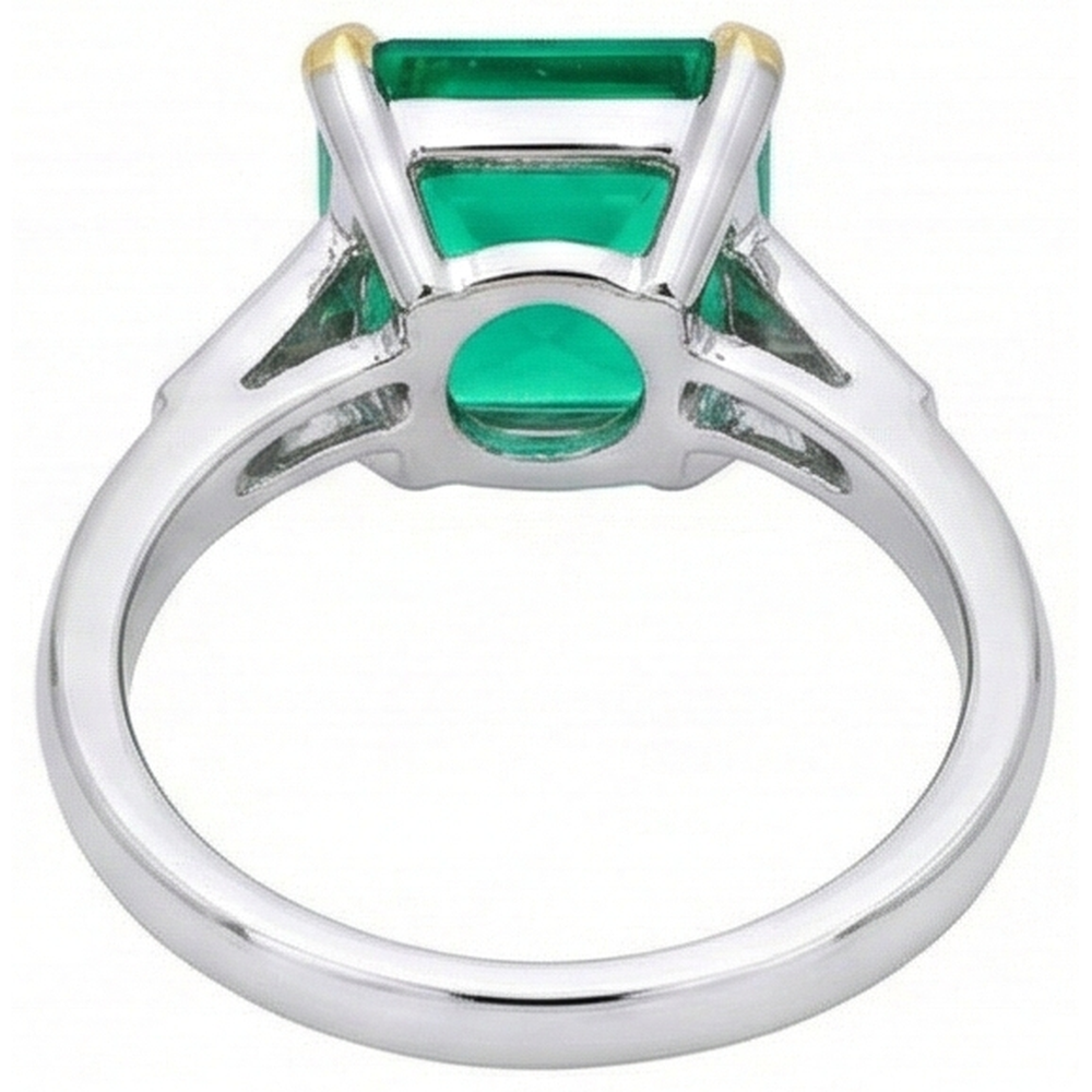 Natural Real ( Not Lab Grown ) Big Green Emerald GIA Anniversary Ring With Diamonds