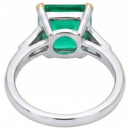 Natural Real ( Not Lab Grown ) Big Green Emerald GIA Anniversary Ring With Diamonds
