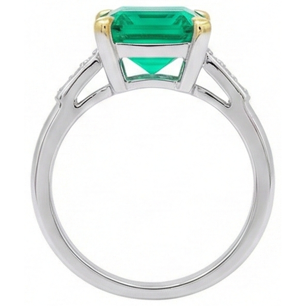 Natural Real ( Not Lab Grown ) Big Green Emerald GIA Anniversary Ring With Diamonds
