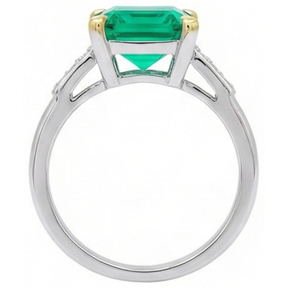 Natural Real ( Not Lab Grown ) Big Green Emerald GIA Anniversary Ring With Diamonds