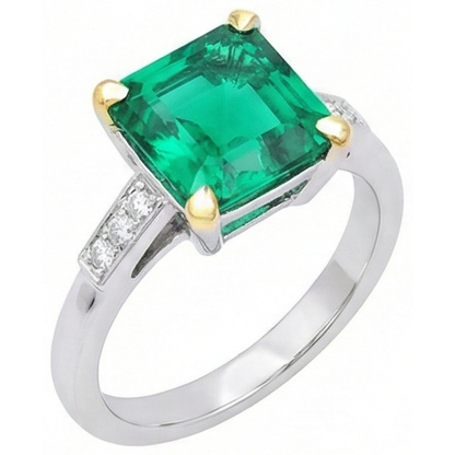 Natural Real ( Not Lab Grown ) Big Green Emerald GIA Anniversary Ring With Diamonds