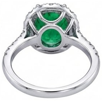 Big Green Emerald GIA With Natural Earth Mined Diamonds 4.25 Carats Engagement Ring 14K White Gold