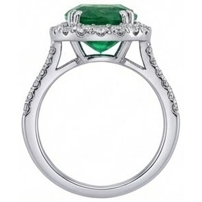 Big Green Emerald GIA With Natural Earth Mined Diamonds 4.25 Carats Engagement Ring 14K White Gold