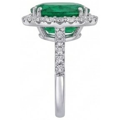 Big Green Emerald GIA With Natural Earth Mined Diamonds 4.25 Carats Engagement Ring 14K White Gold