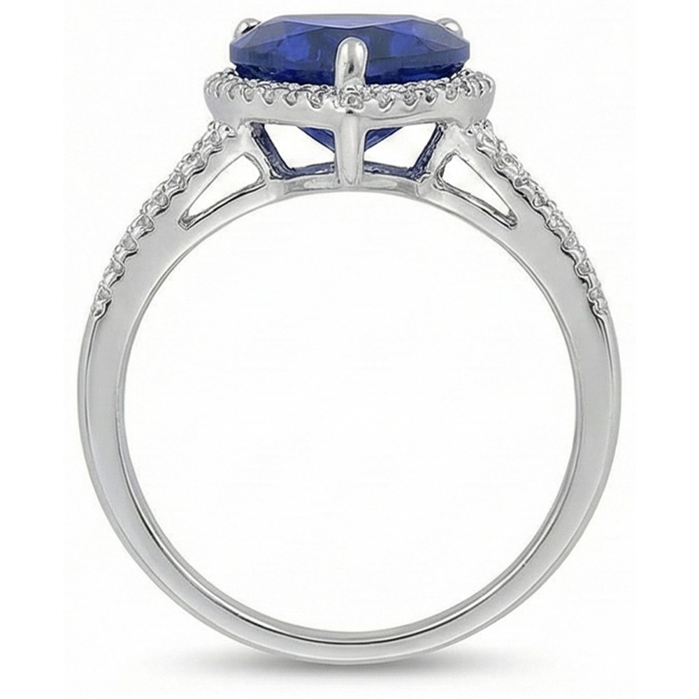 Big Heart Sri Lanka Blue Sapphire Natural Earth Mined Diamond Engagement Ring 5.75 Carats